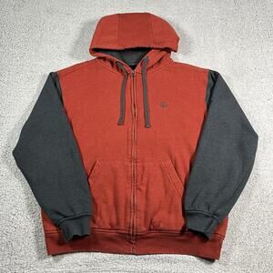 Volcom Hoodie Mens M Red Full Zip Sweatshirt Skate Fleece Lined Pockets Y2K